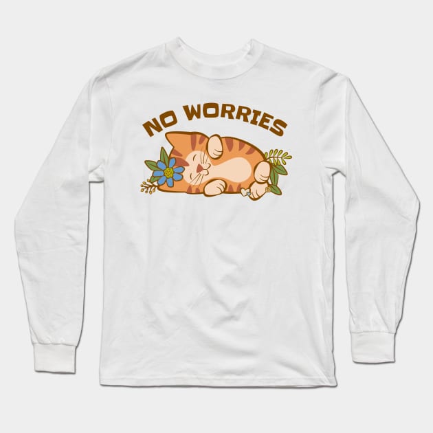 No Worries Kitten Long Sleeve T-Shirt by Sue Cervenka